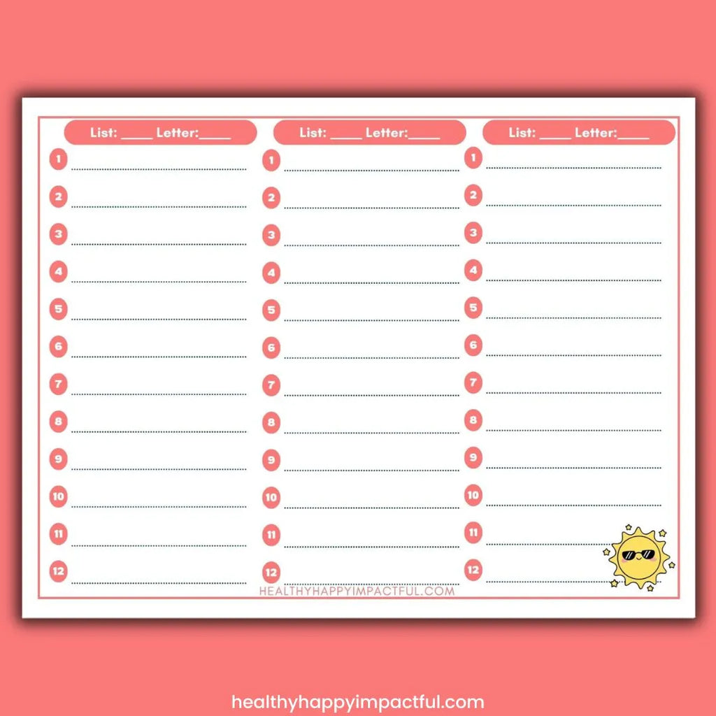 Summer Scattergories Game