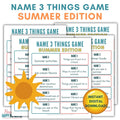 Summer Name 3 Things Game