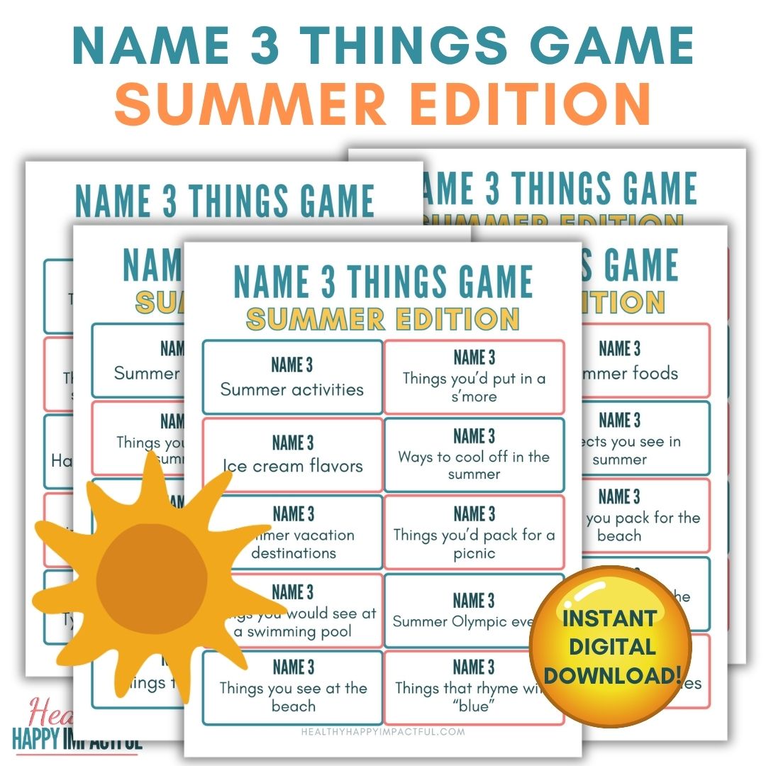 Summer Name 3 Things Game