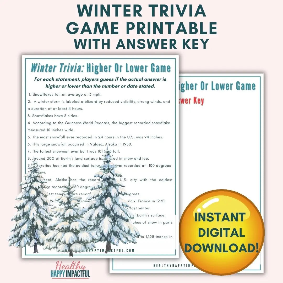 Winter Trivia Higher Lower Game