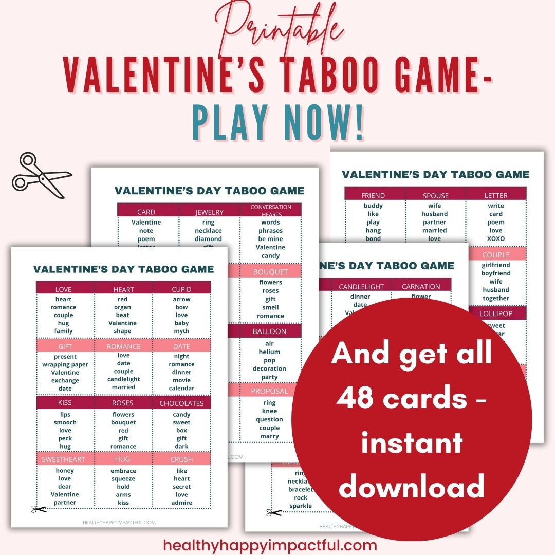 Valentines Day Taboo Cards