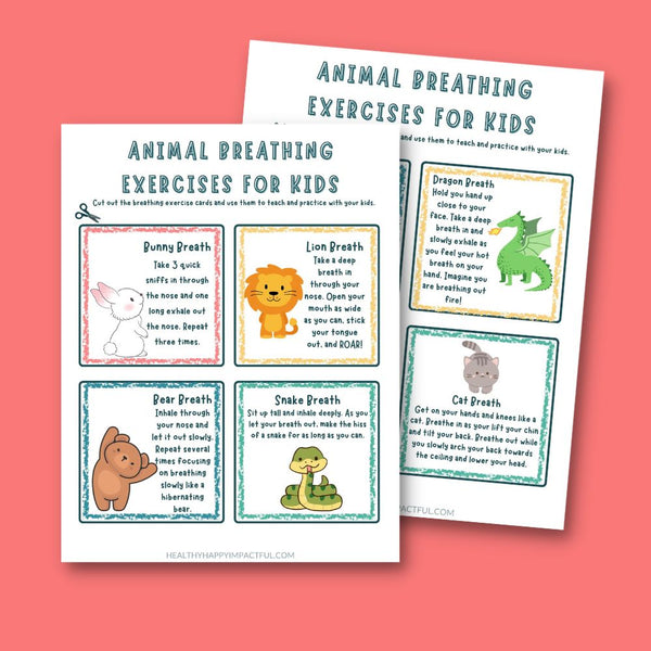Animal Breathing Exercises For Kids Cards