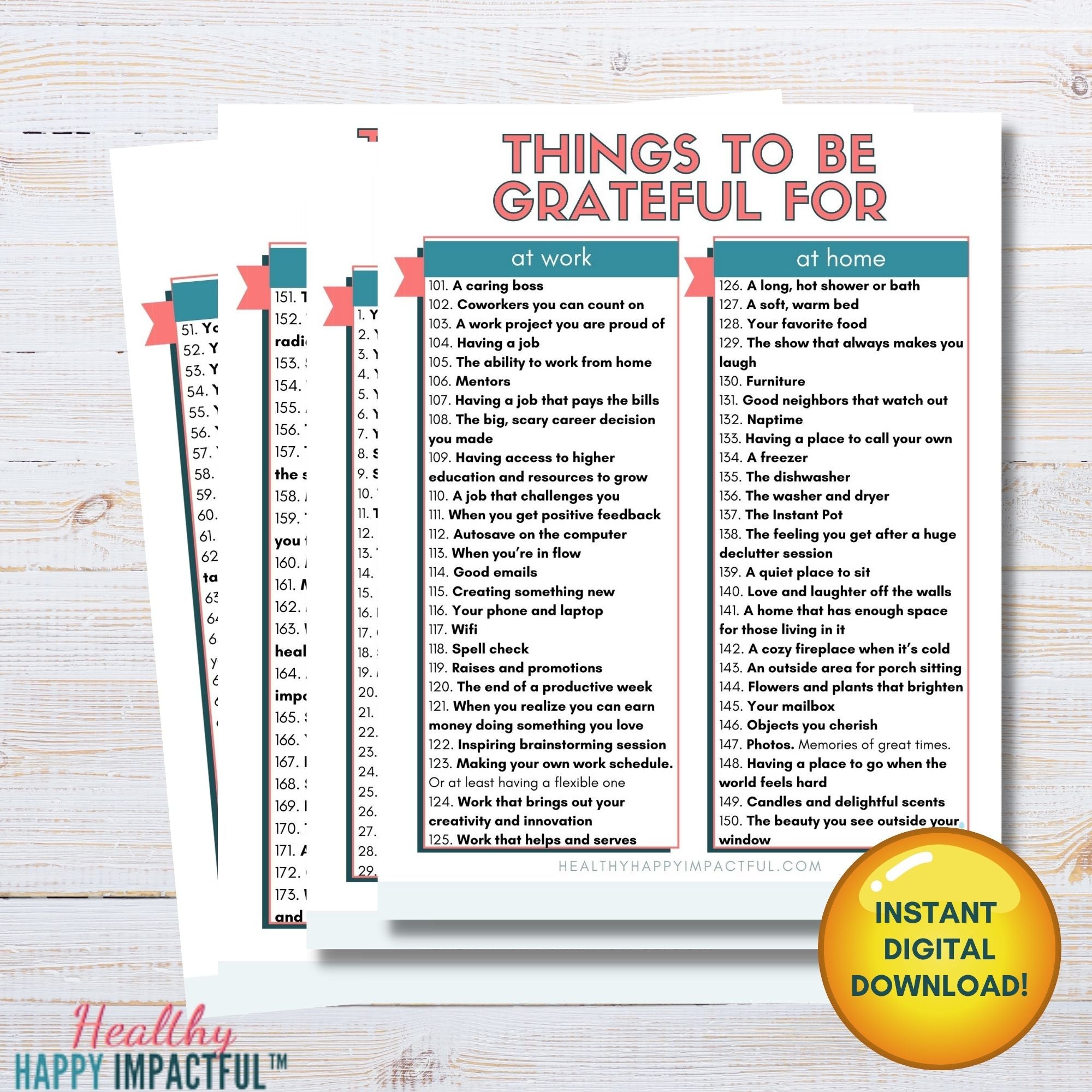 Things to Be Grateful For List | Gratitude List Template