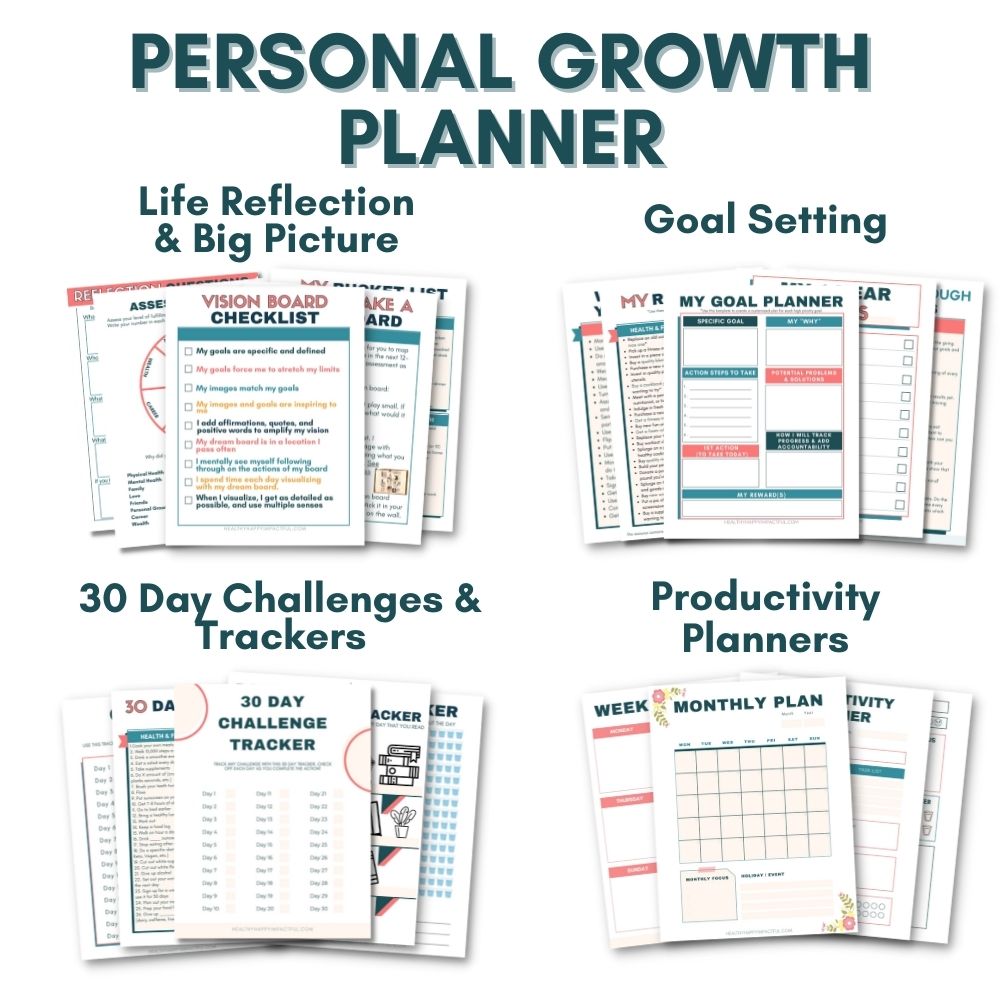Self Care Workbook + Personal Growth Planner BUNDLE Healthy Happy Impactful®