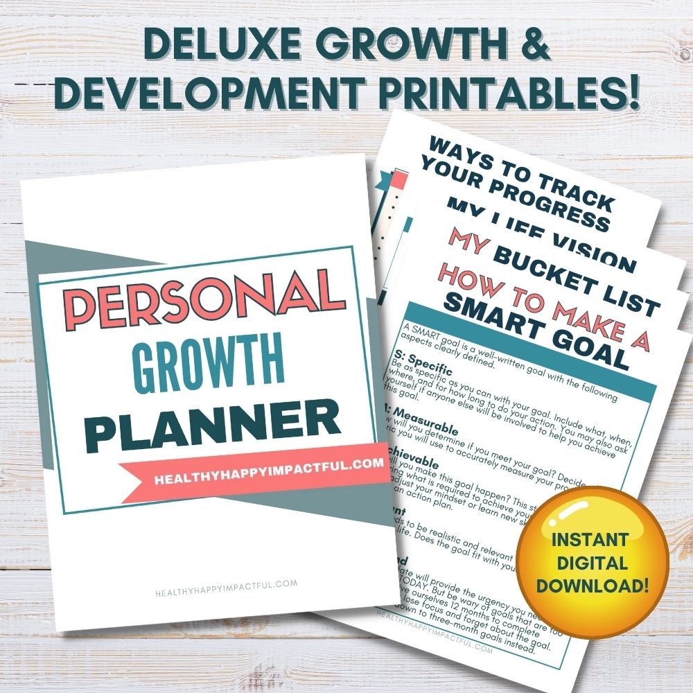 Self Care Workbook + Personal Growth Planner BUNDLE Healthy Happy Impactful®