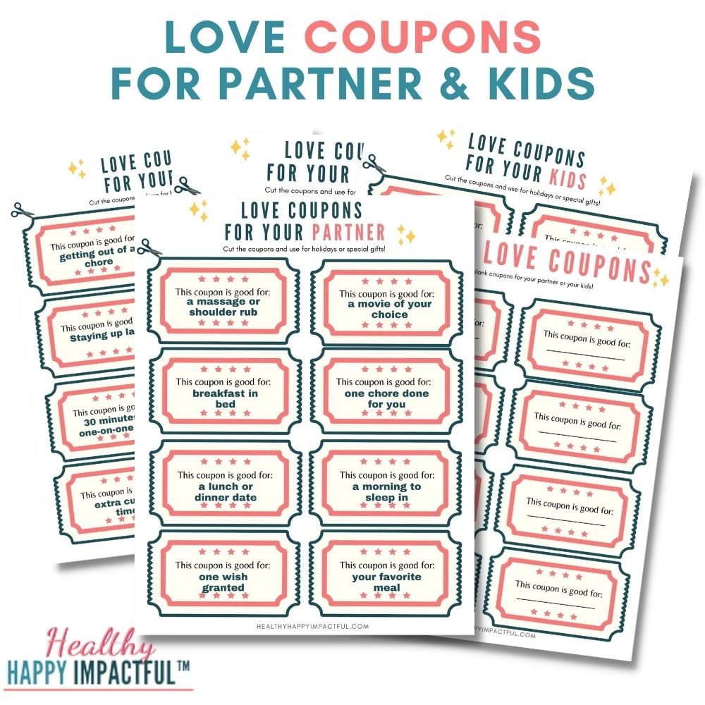 Love Coupons for Your Partner | Love Coupons for Kids Healthy Happy Impactful®